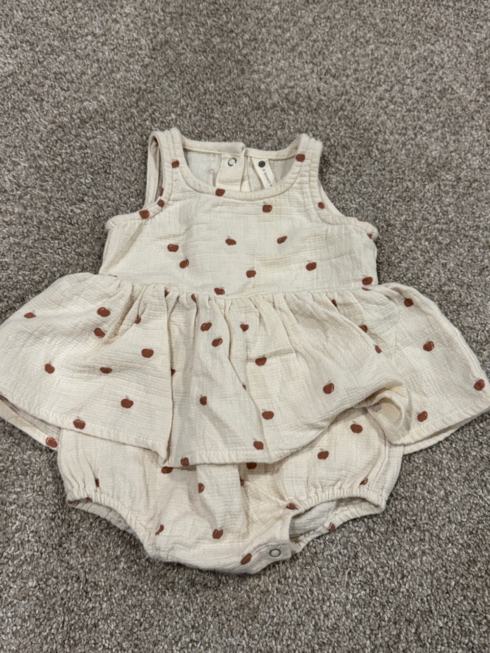 Quincy Mae Cream Dress with Rust Dot Print